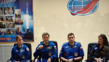 Предполетная пресс-конференция экипажа корабля «Союз МС-24»